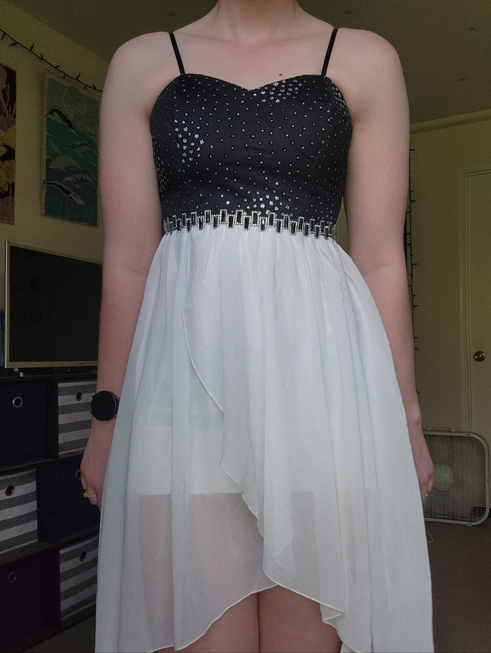 Black & White Spaghetti Strap Party Dress